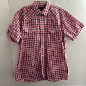 Panhandle Slim Pink Plaid Western Short Sleeve Pearl Snap Button Down Shirt 17